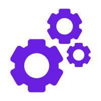 Purple gears symbolizing the process of fencing installation and project management for Joe's Fencing & Gates Corona.